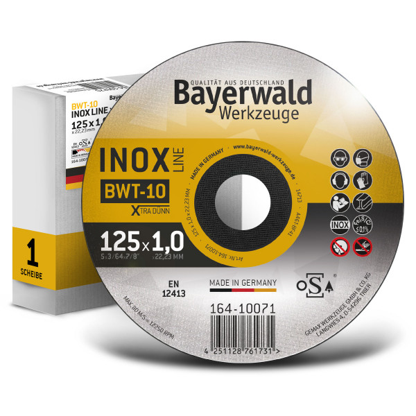 Bayerwald BWT-10 Trennscheibe | Ø125 mm - Dicke 1 mm - Bohrung 22.23 mm | Form: gerade